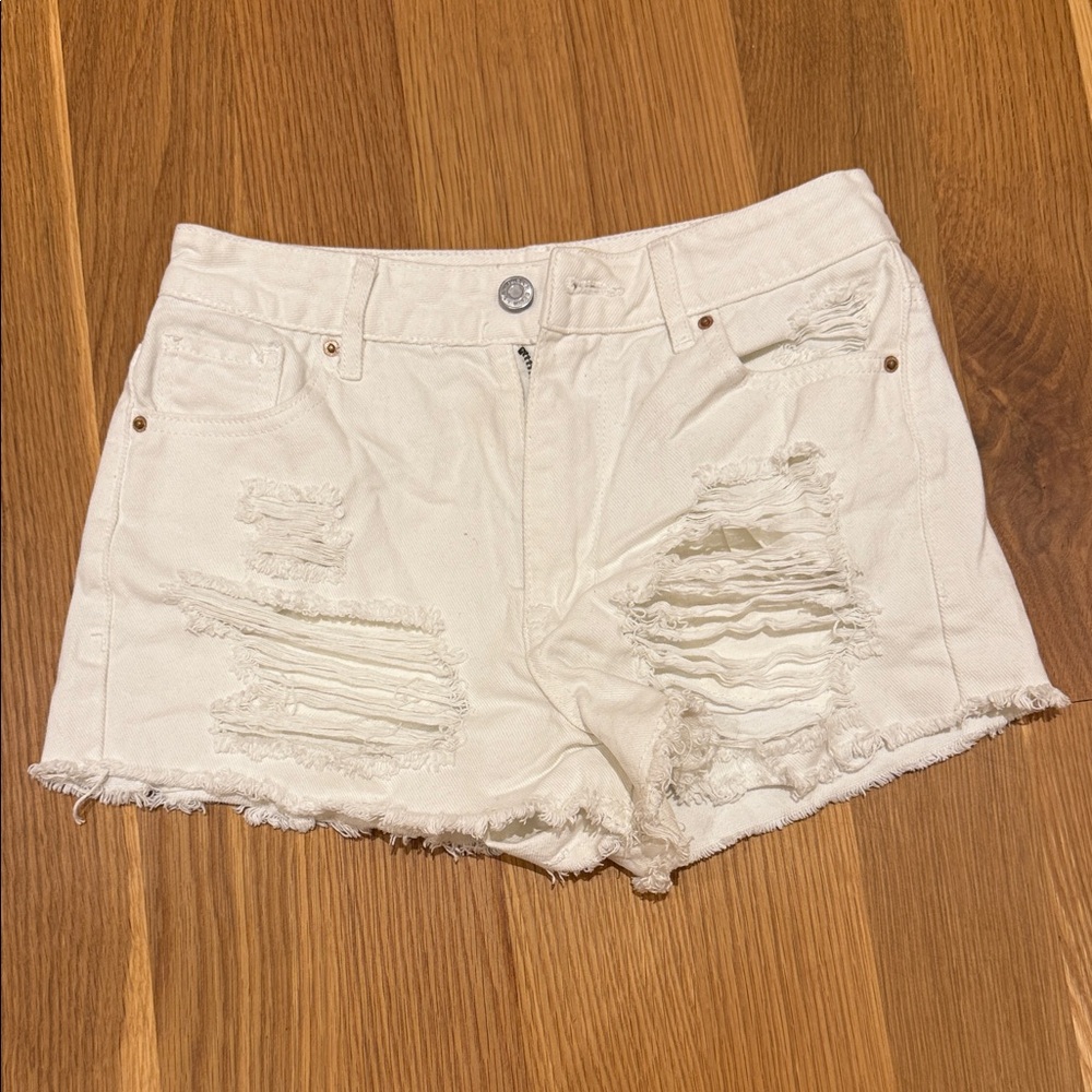 PacSun Off-White Distressed Jean Shorts